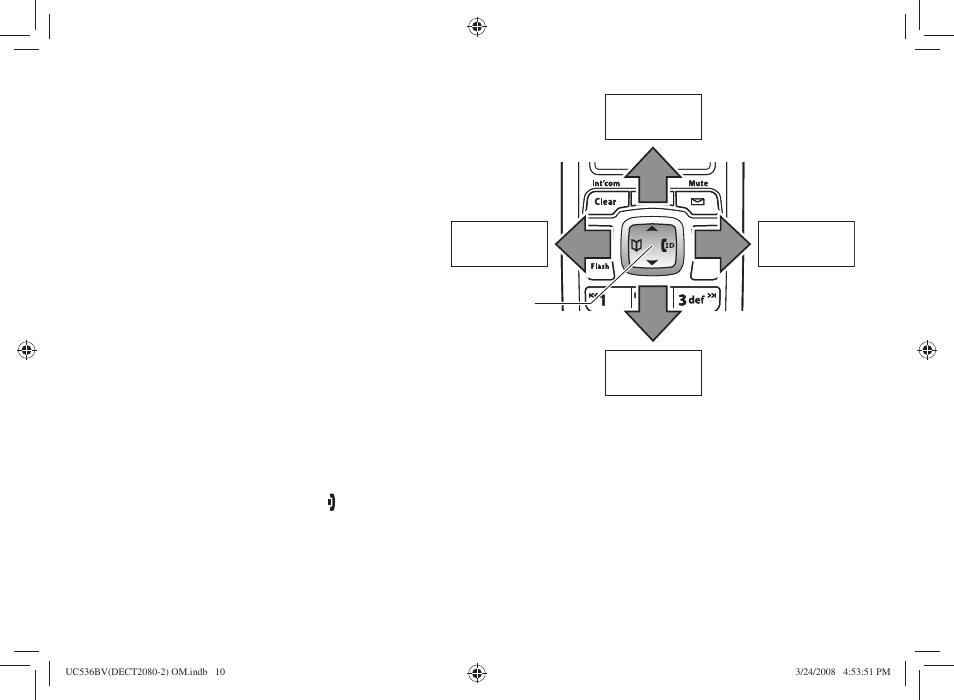 Using the four-way function key, Using the handset menus | Uniden DECT2080 User Manual | Page 11 / 64