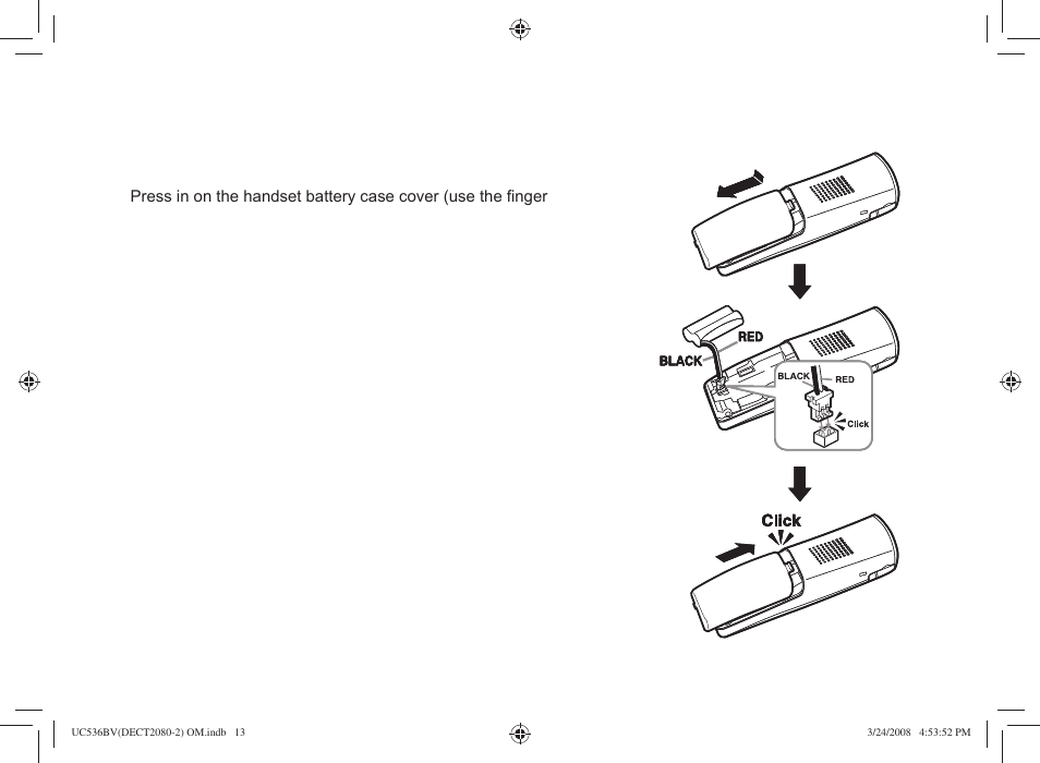 Installing the battery | Uniden DECT2080 User Manual | Page 14 / 64