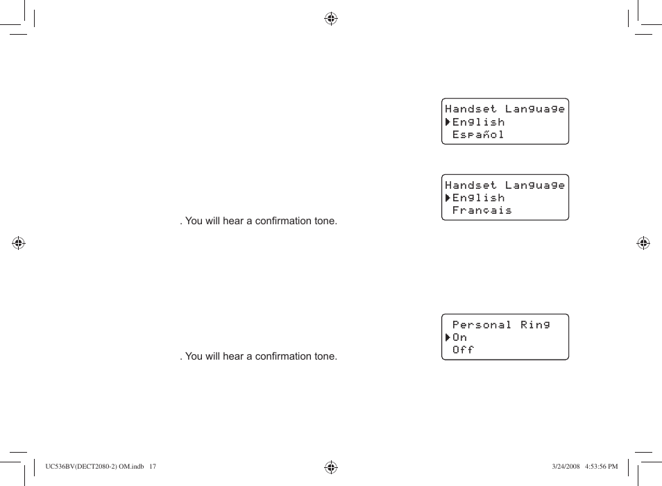 Basic setup, Selecting a language, Activating personal ring | Uniden DECT2080 User Manual | Page 18 / 64