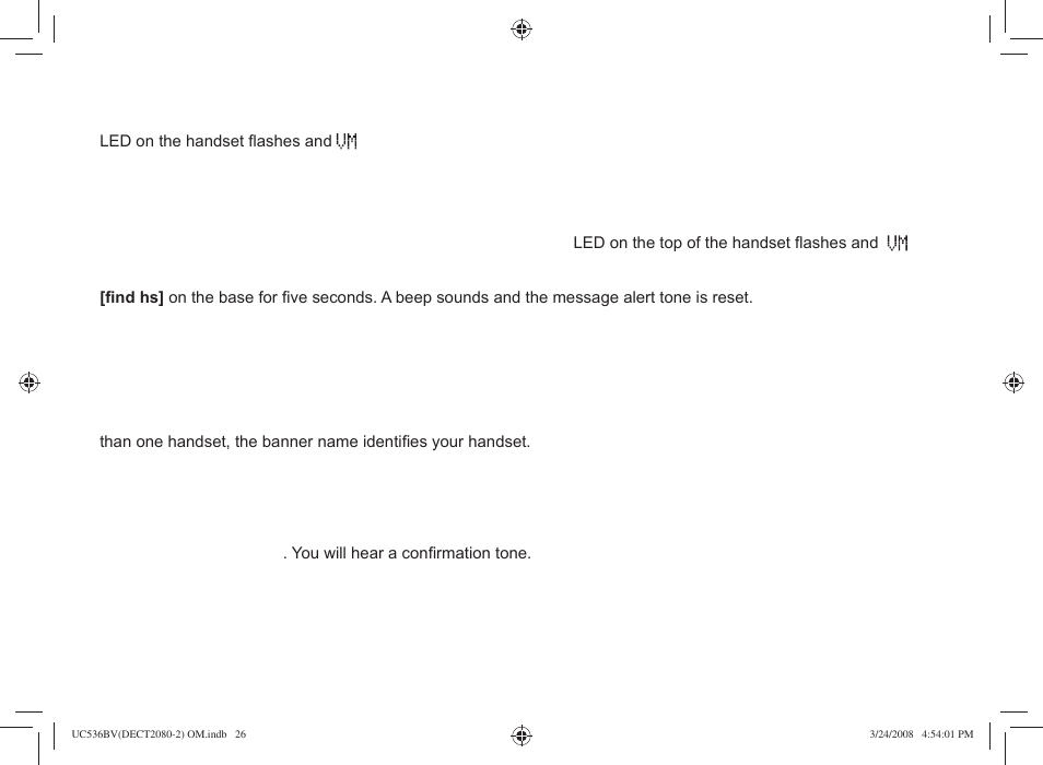 Using the voice mail service, Customizing your phone, Resetting the voice message waiting indicator | Changing the handset banner | Uniden DECT2080 User Manual | Page 27 / 64