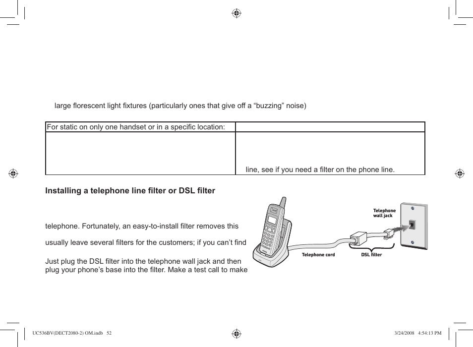 Noise or static on the line | Uniden DECT2080 User Manual | Page 53 / 64