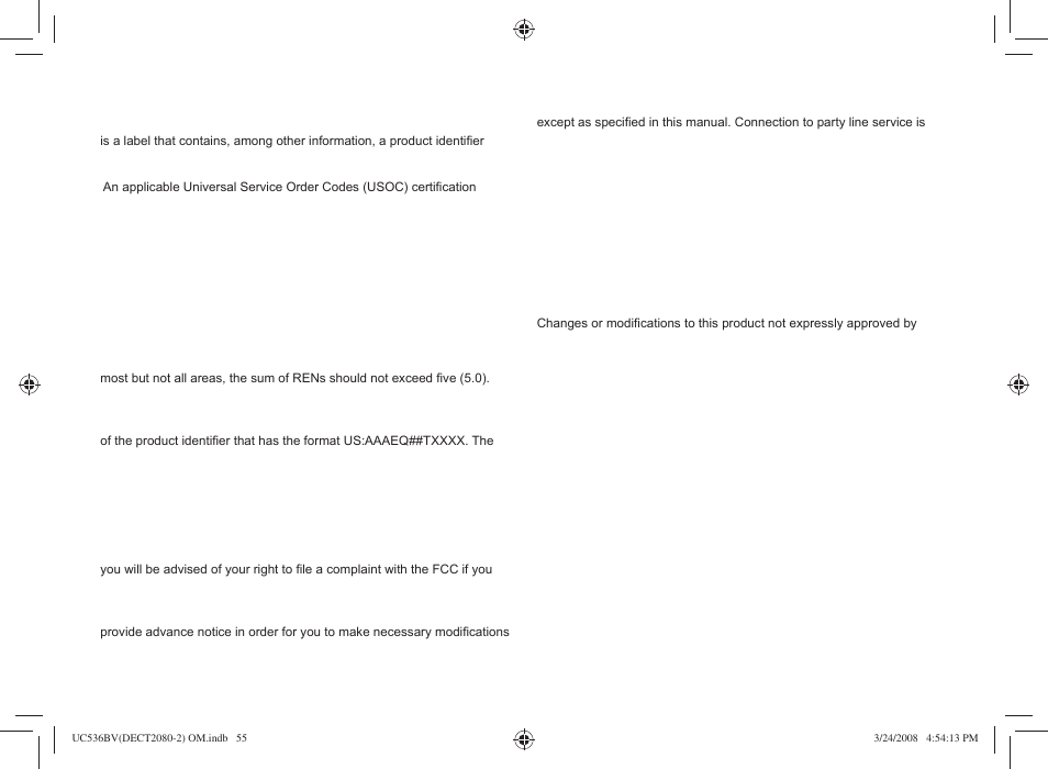 The fcc wants you to know | Uniden DECT2080 User Manual | Page 56 / 64