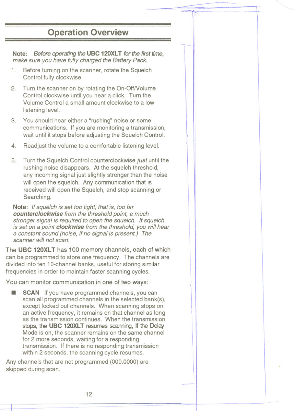 Operation overview | Uniden UBC 120XLT User Manual | Page 14 / 32