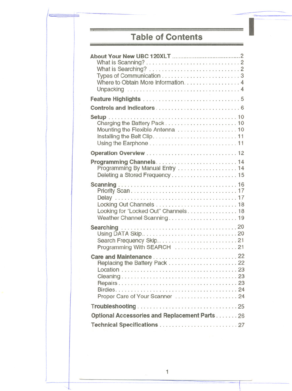 Uniden UBC 120XLT User Manual | Page 3 / 32