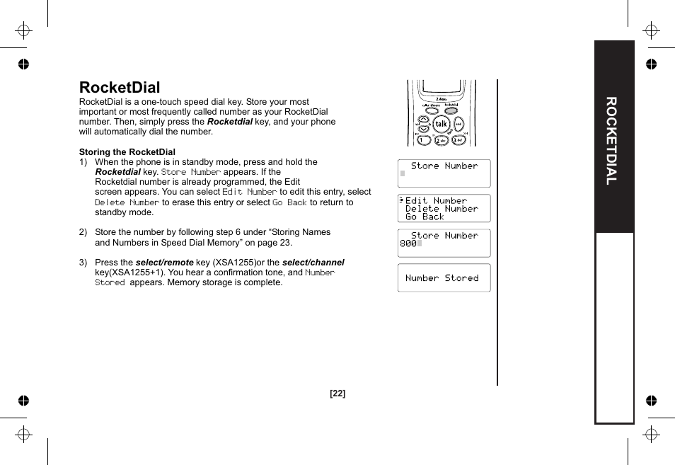 Rocketdial | Uniden XSA1255 User Manual | Page 23 / 64