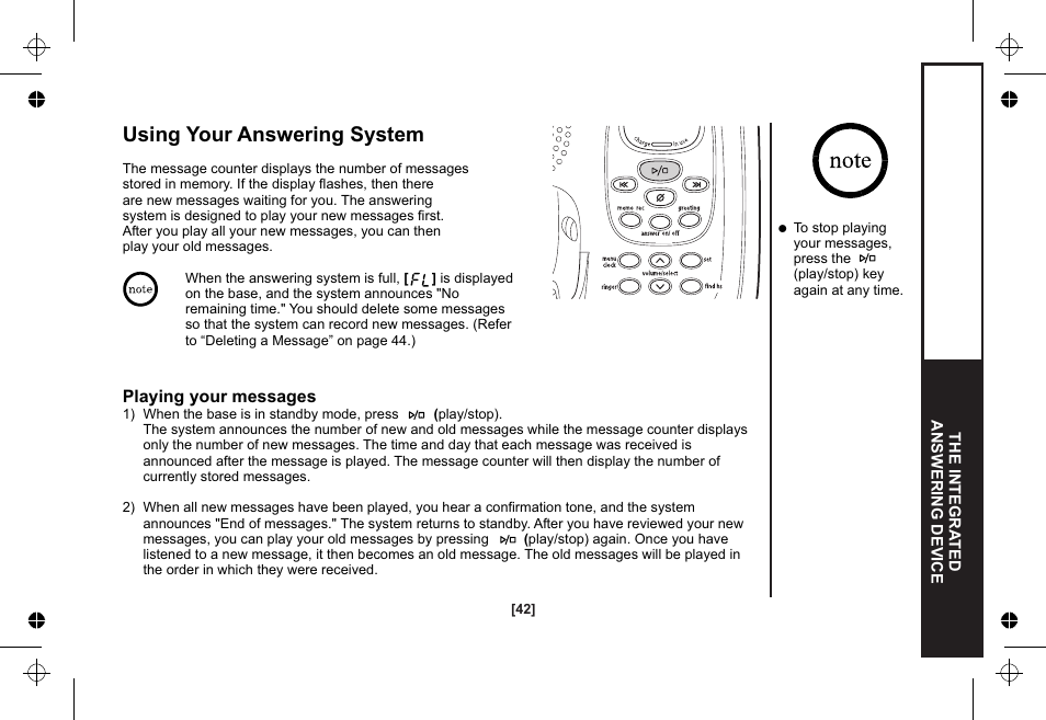 Using your answering system | Uniden XSA1255 User Manual | Page 43 / 64