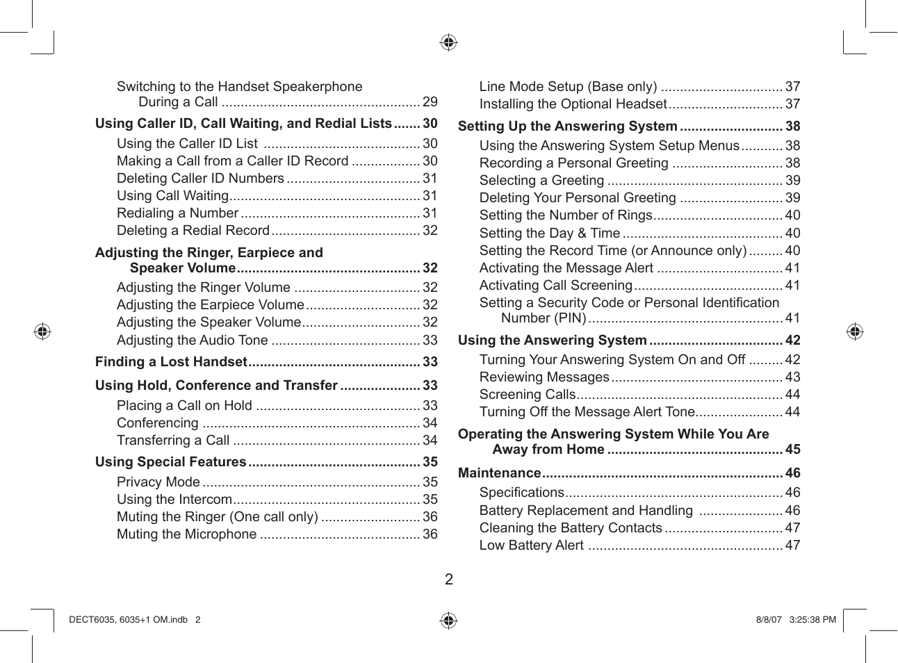 Uniden 6035 + 1 User Manual | Page 3 / 60
