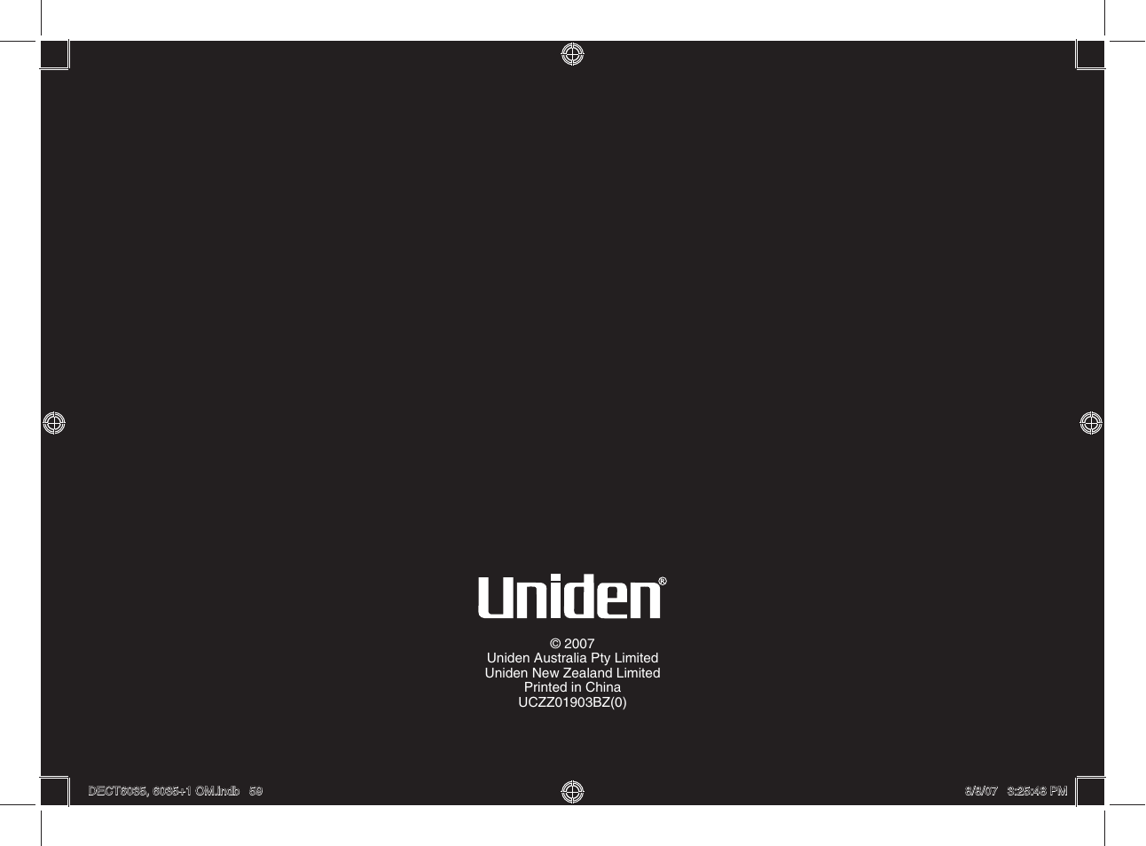 Uniden 6035 + 1 User Manual | Page 60 / 60