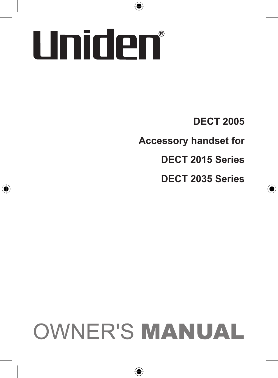 Uniden DECT 2035 Series User Manual | 24 pages