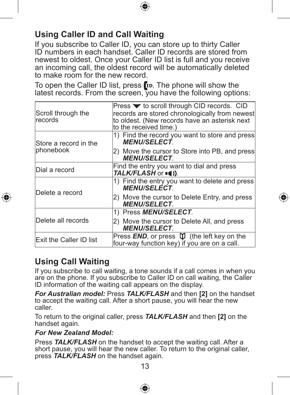 Using caller id and call waiting, Using call waiting | Uniden DECT 2035 Series User Manual | Page 14 / 24