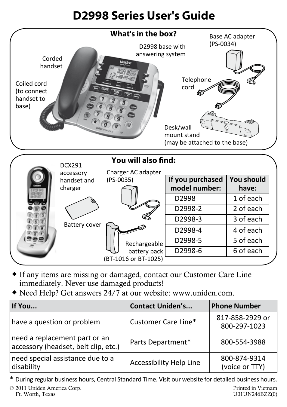 Uniden D2998-6 User Manual | 28 pages