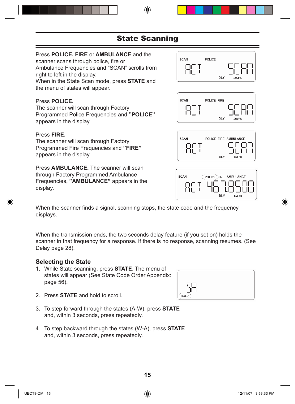 State scanning | Uniden UBCT9 User Manual | Page 19 / 68