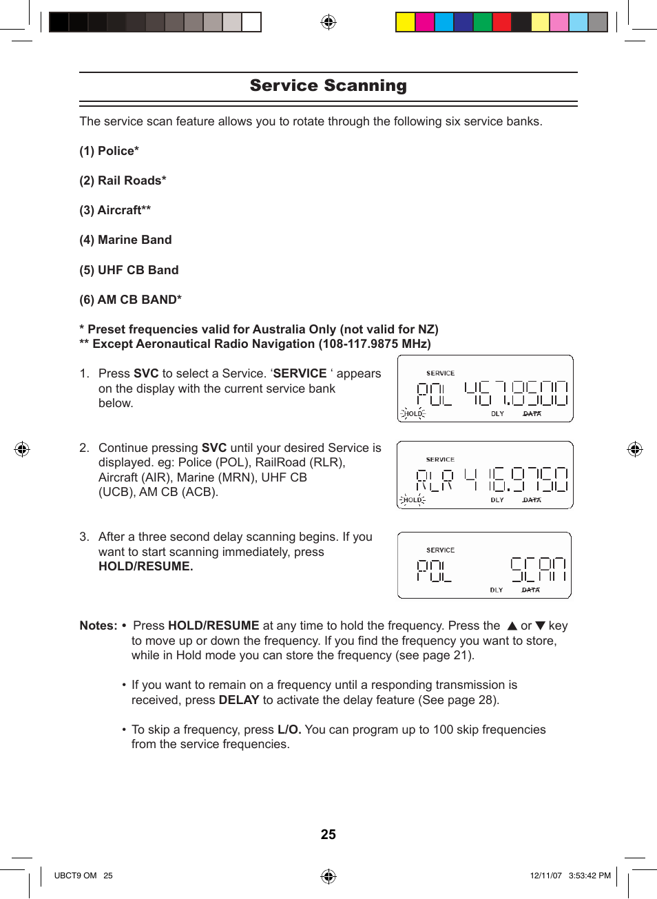Service scanning | Uniden UBCT9 User Manual | Page 29 / 68