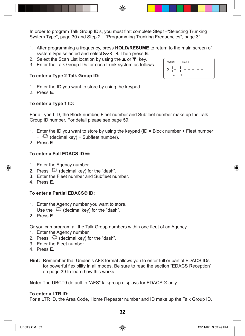 Uniden UBCT9 User Manual | Page 36 / 68