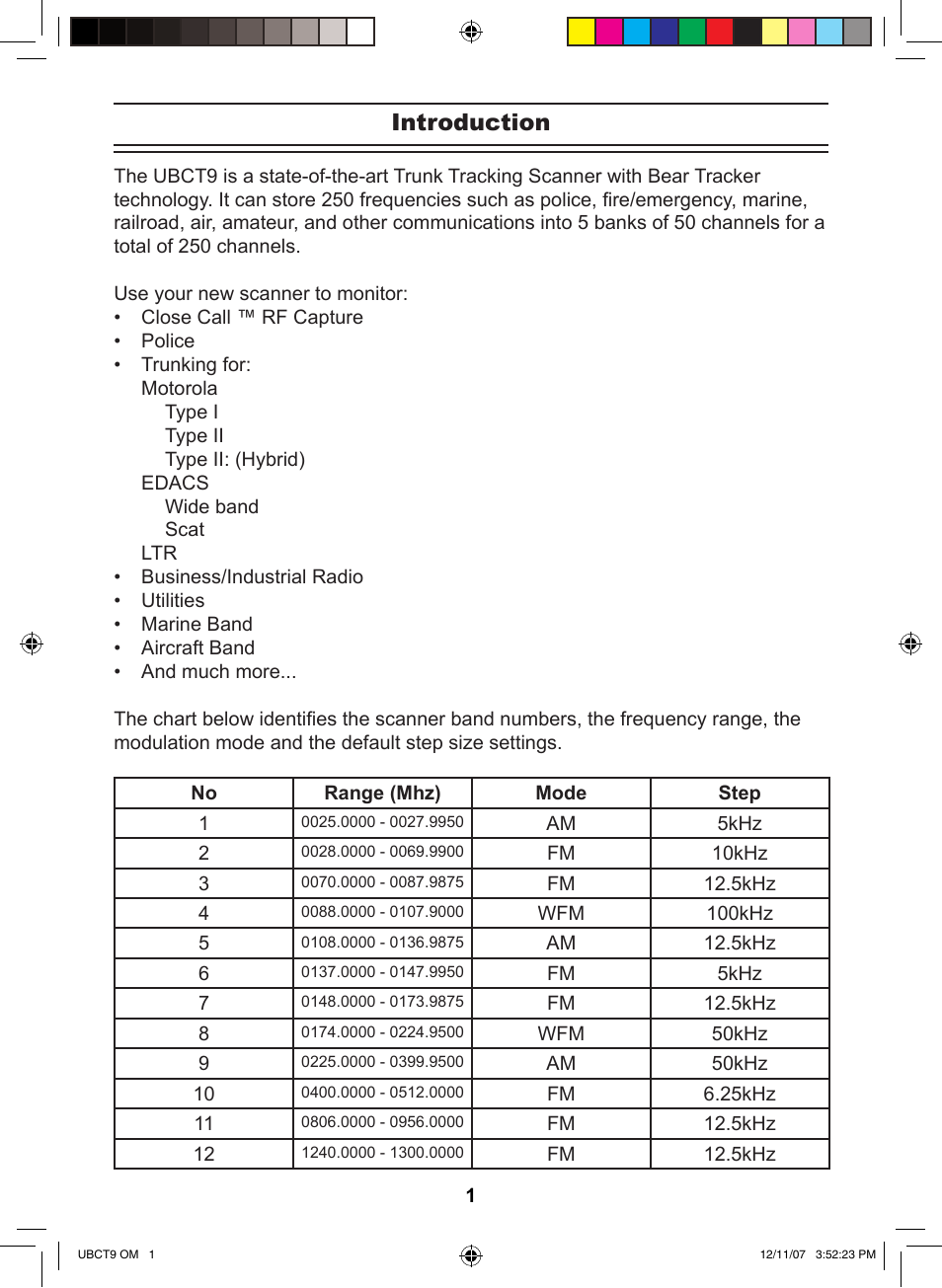 Introduction | Uniden UBCT9 User Manual | Page 5 / 68