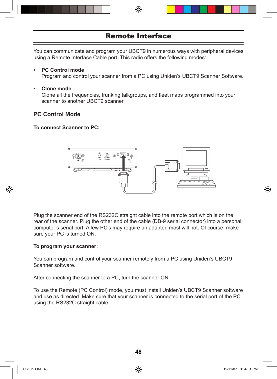 Remote interface | Uniden UBCT9 User Manual | Page 52 / 68