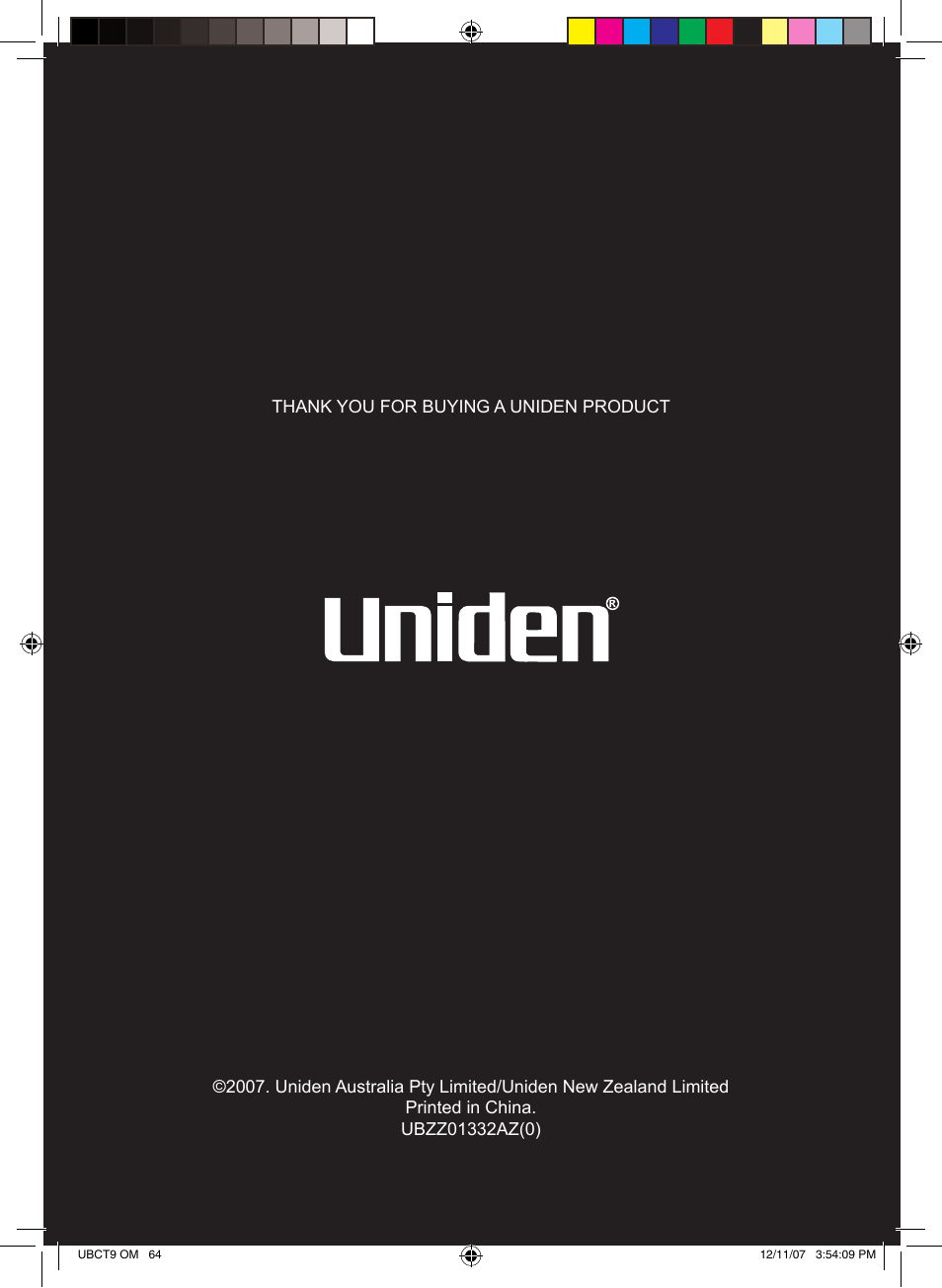 Uniden UBCT9 User Manual | Page 68 / 68