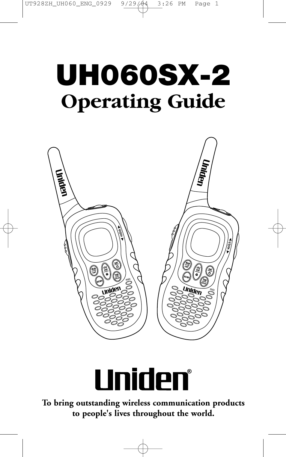 Uniden UH060SX-2 User Manual | 12 pages