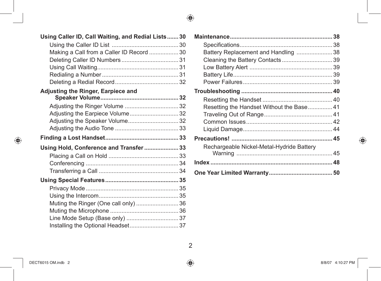 Uniden DECT 6015 User Manual | Page 3 / 52