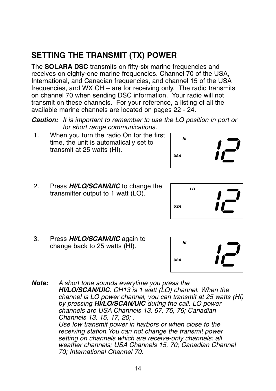 Setting the transmit (tx) power | Uniden DSC User Manual | Page 16 / 32