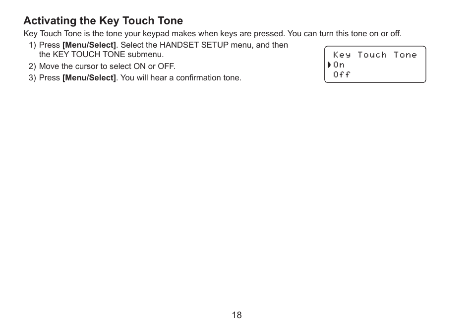 Activating the key touch tone | Uniden DECT2060 User Manual | Page 19 / 56