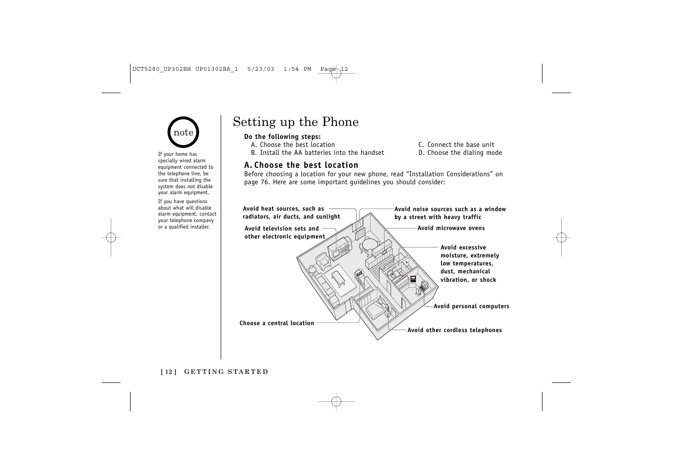 Setting up the phone | Uniden DCT5280 User Manual | Page 14 / 84