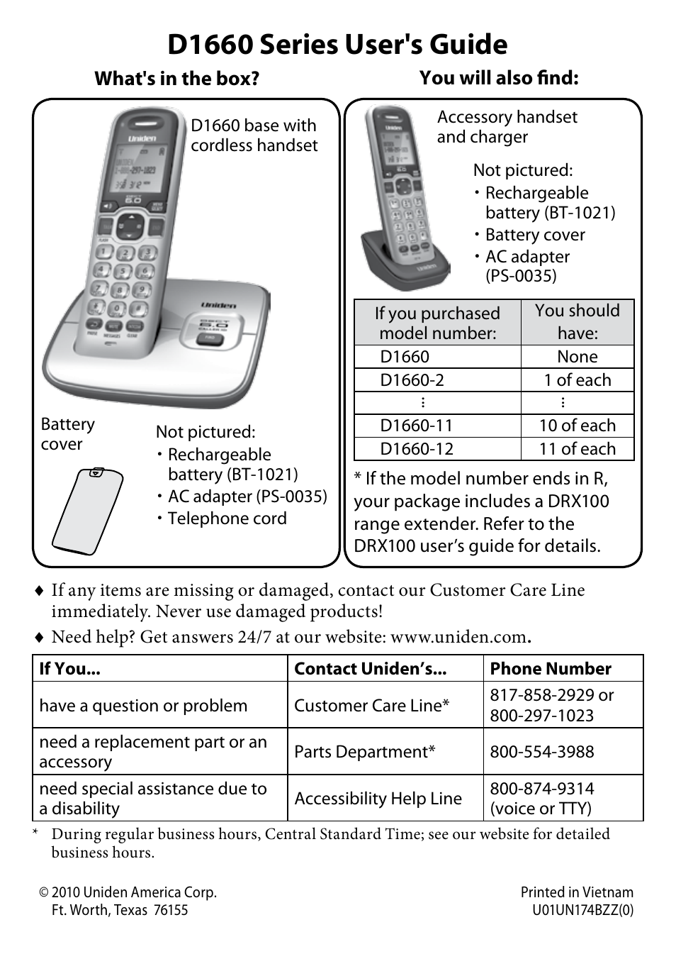 Uniden D1660 User Manual | 18 pages