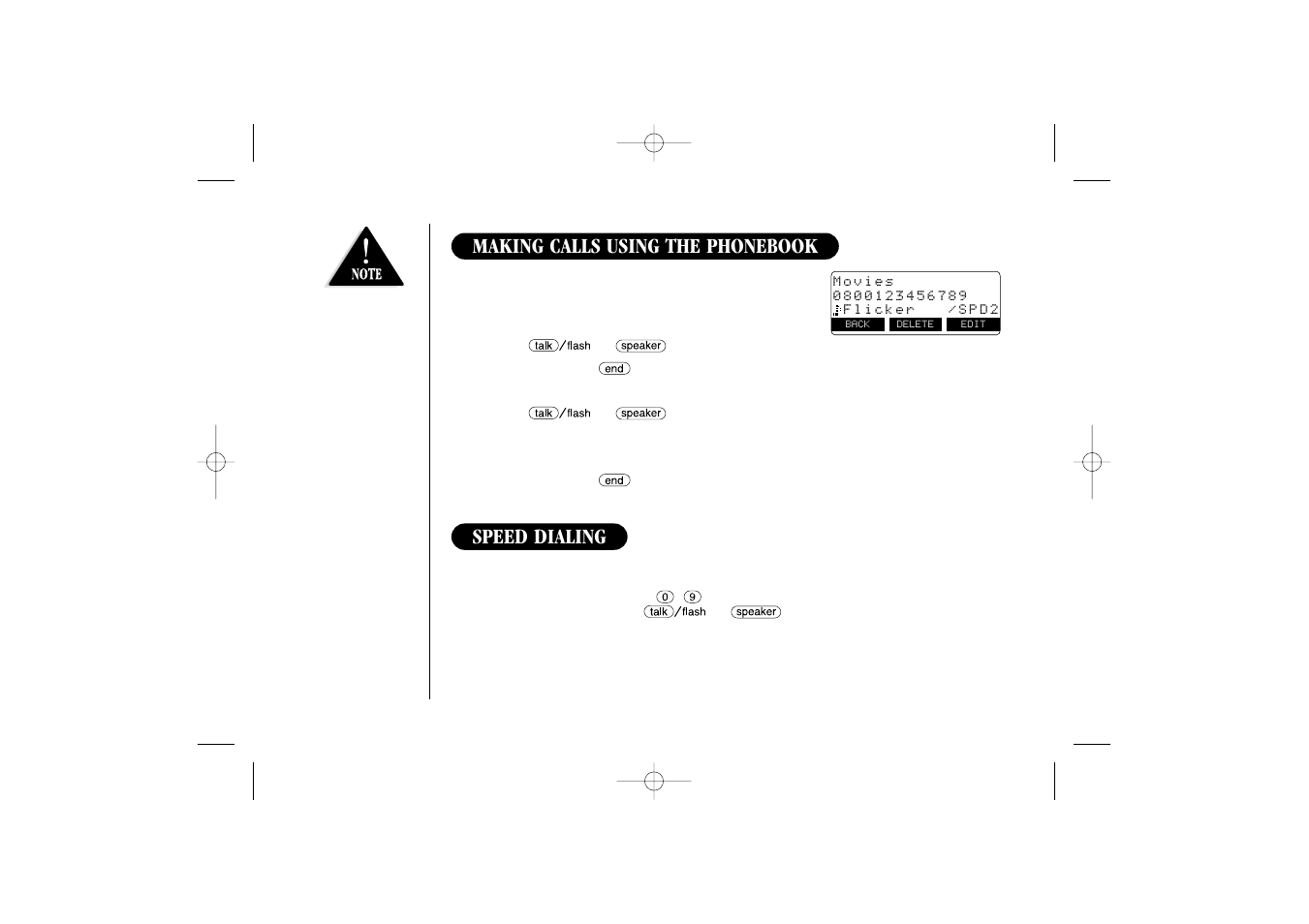 Making calls using the phonebook, Speed dialing | Uniden 2465 User Manual | Page 40 / 76