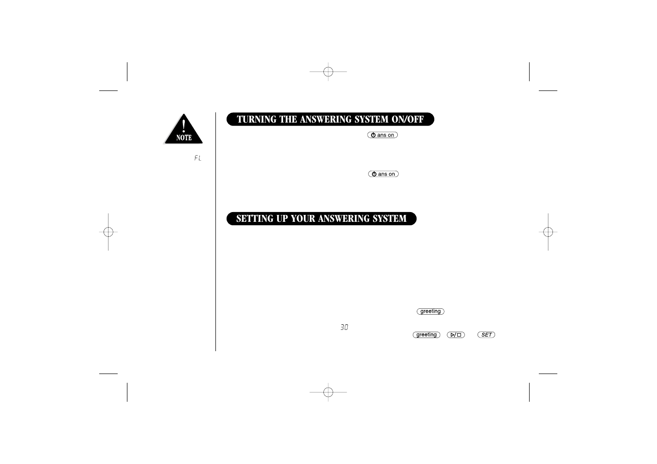 Turning the answering system on/off, Setting up your answering system | Uniden 2465 User Manual | Page 48 / 76