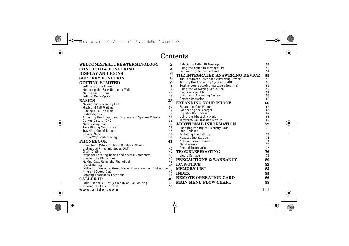 Uniden TRU 8885 SERIES User Manual | Page 2 / 92
