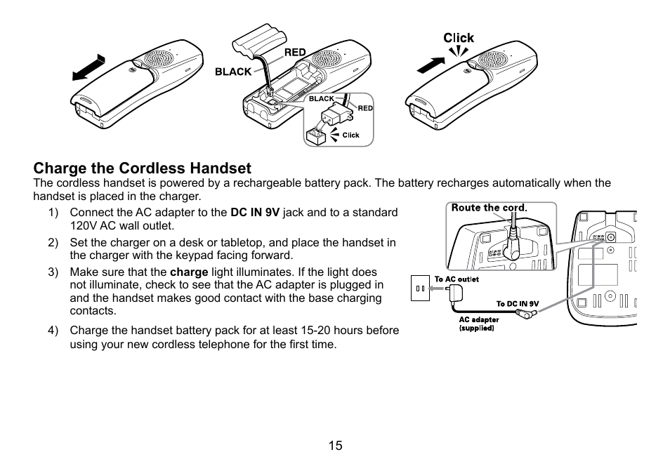 Charge the cordless handset, Charge.the.cordless.handset | Uniden TRU9488 User Manual | Page 16 / 84