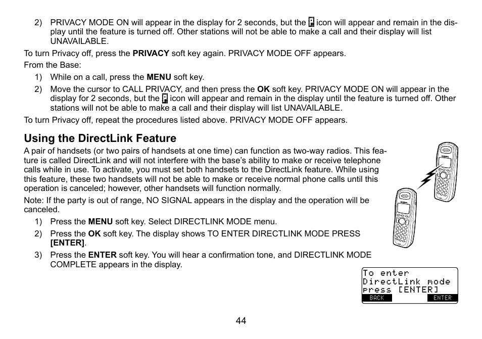 Using the directlink feature, Using.the.directlink.feature | Uniden TRU9488 User Manual | Page 45 / 84