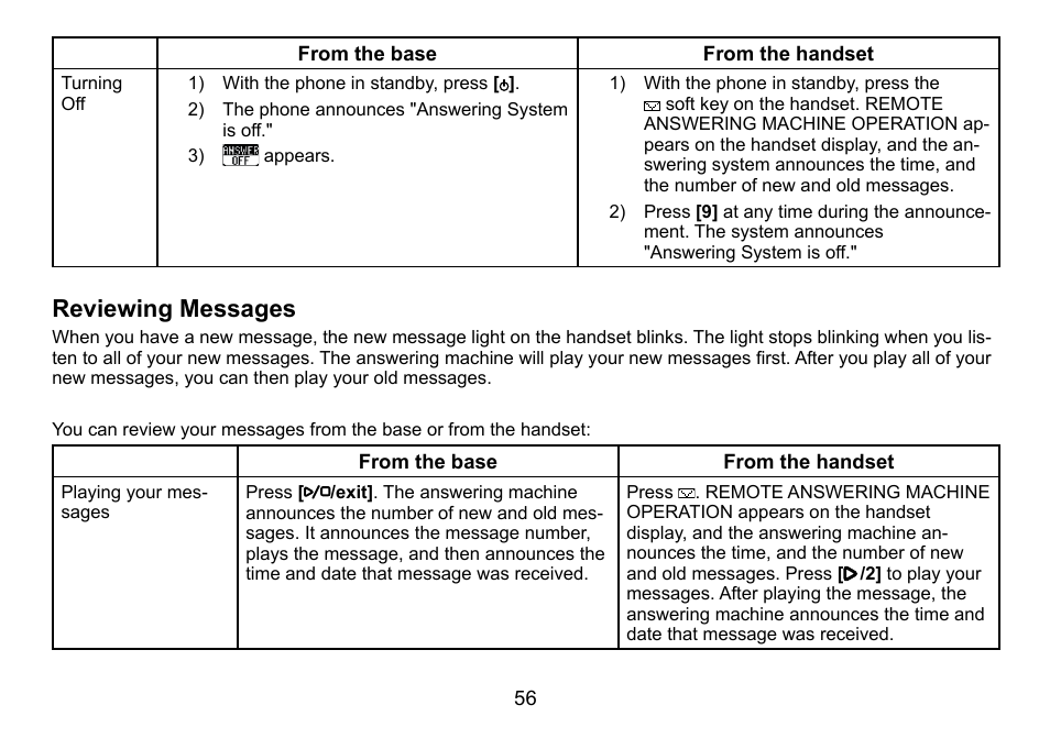 Reviewing messages, Reviewing.messages | Uniden TRU9488 User Manual | Page 57 / 84