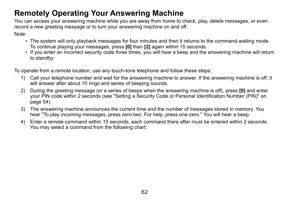 Remotely operating your answering machine, Remotely.operating.your.answering.machine | Uniden TRU9488 User Manual | Page 63 / 84