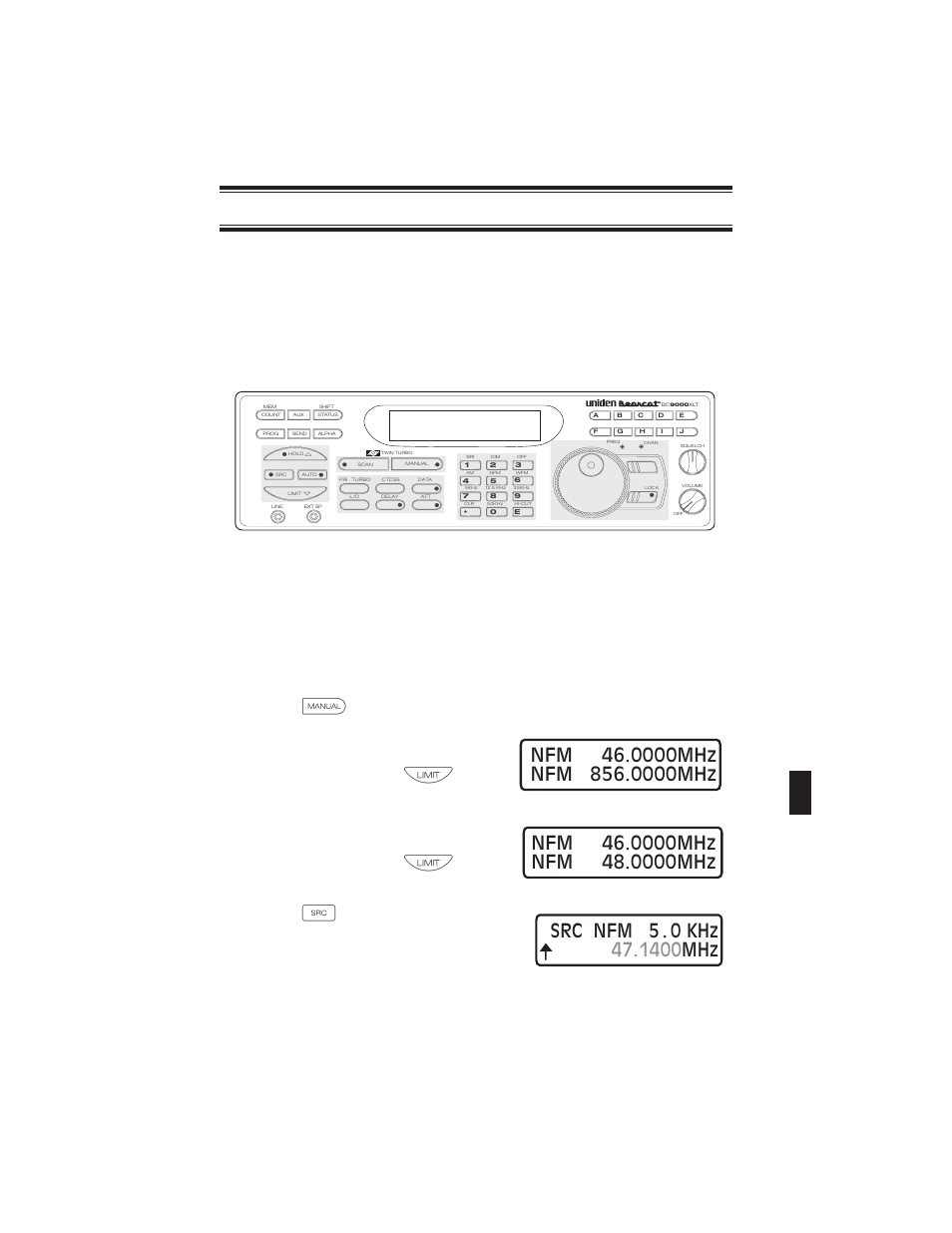 The search mode 29, Beginning a search 29, The search mode beginning a search | The search mode, Beginning a search | Uniden BC9000XLT User Manual | Page 29 / 57