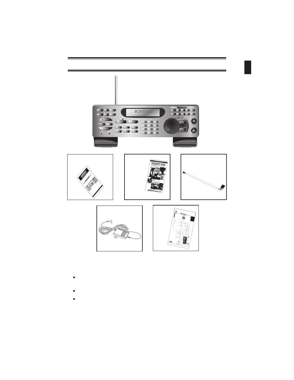 Included with the bc9000xlt 3, Included with the bc9000 xlt, Included with the bc9000xlt | Uniden BC9000XLT User Manual | Page 3 / 57