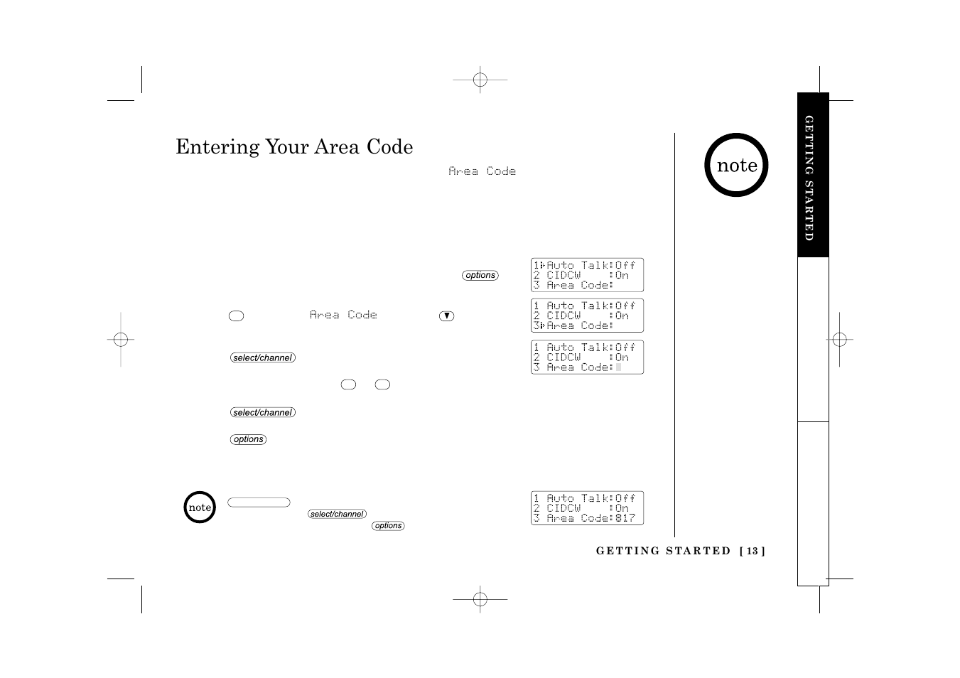 Entering your area code | Uniden TRU 3485 User Manual | Page 15 / 60