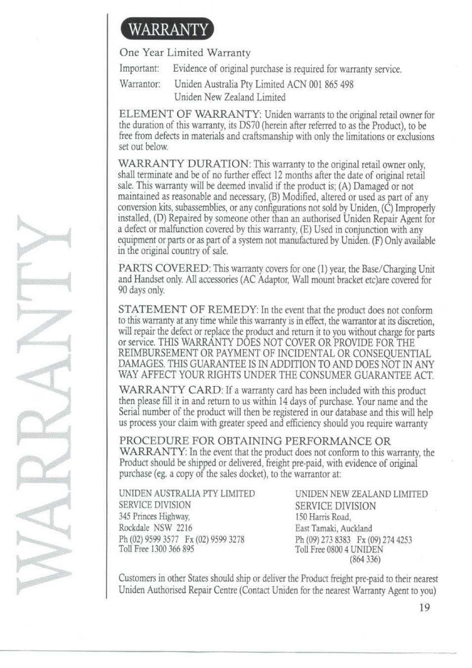 Uniden DS70 User Manual | Page 20 / 23