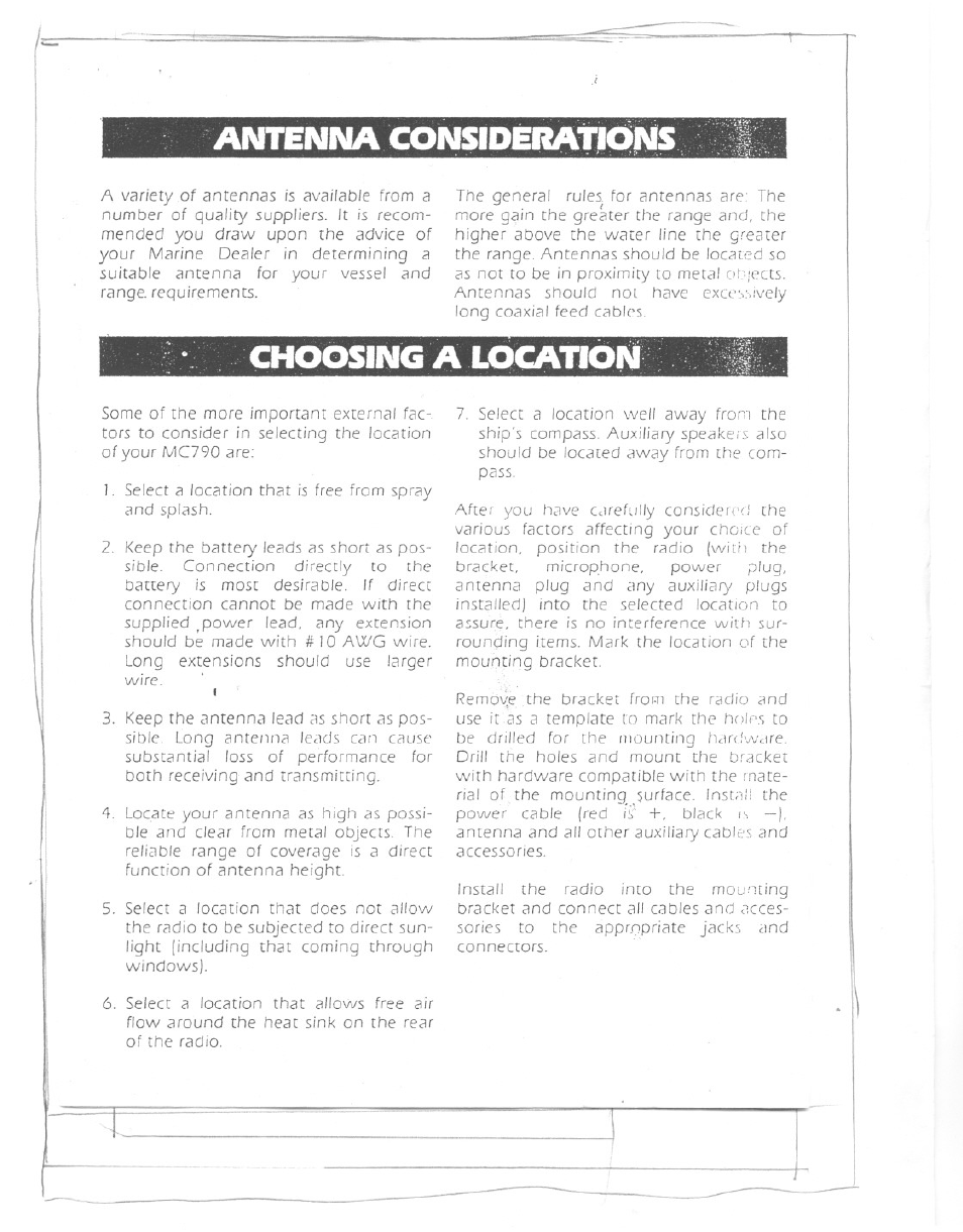 Choosing a tocatfon | Uniden MC 790 User Manual | Page 3 / 13