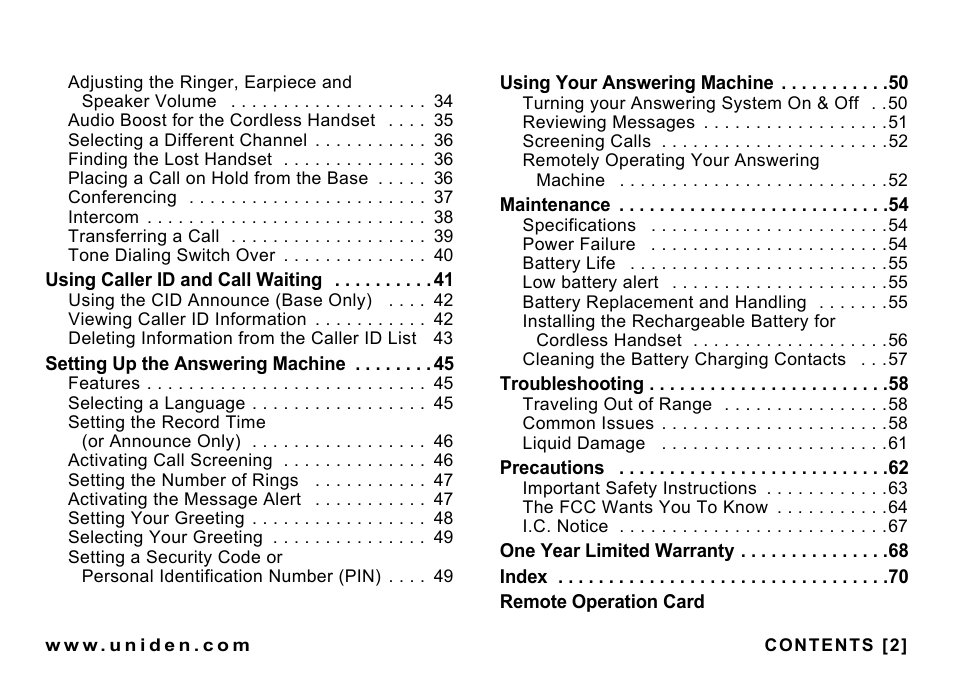 Uniden CEZAI998 User Manual | Page 3 / 76