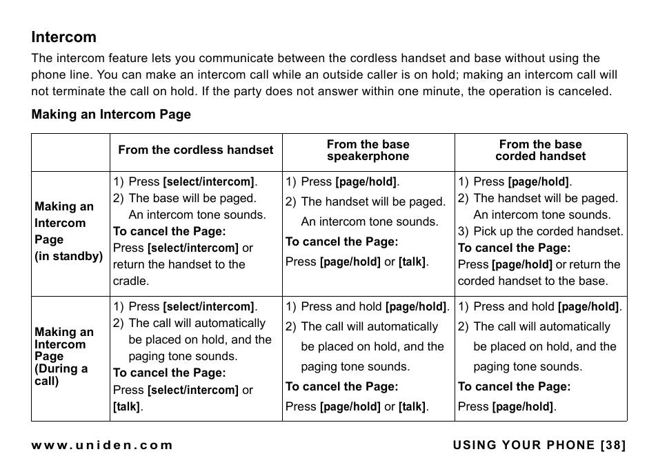 Intercom | Uniden CEZAI998 User Manual | Page 39 / 76