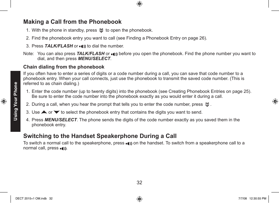 Making a call from the phonebook | Uniden DECT2015+2 User Manual | Page 32 / 60