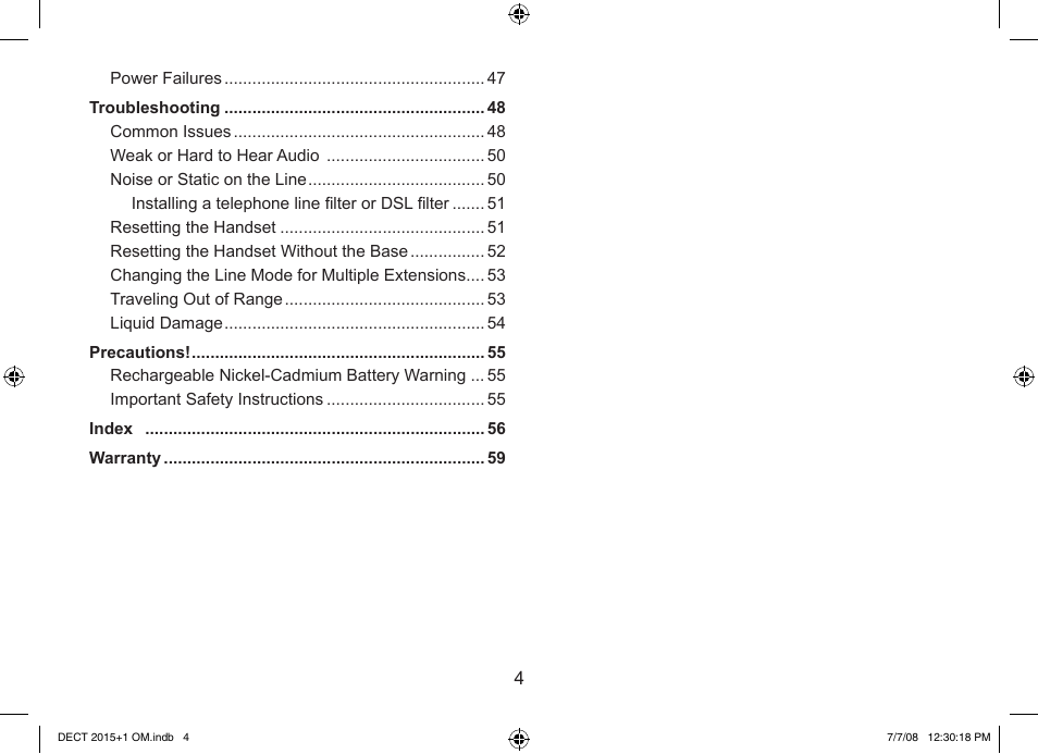Uniden DECT2015+2 User Manual | Page 4 / 60
