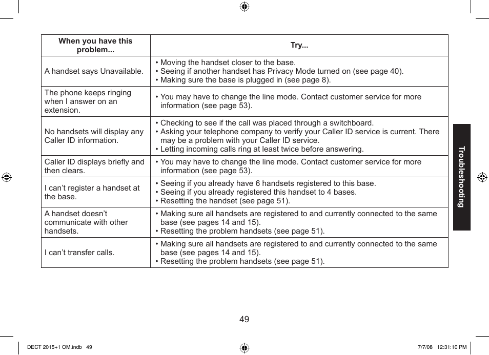 Uniden DECT2015+2 User Manual | Page 49 / 60