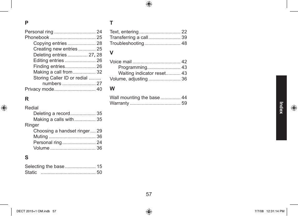 Uniden DECT2015+2 User Manual | Page 57 / 60