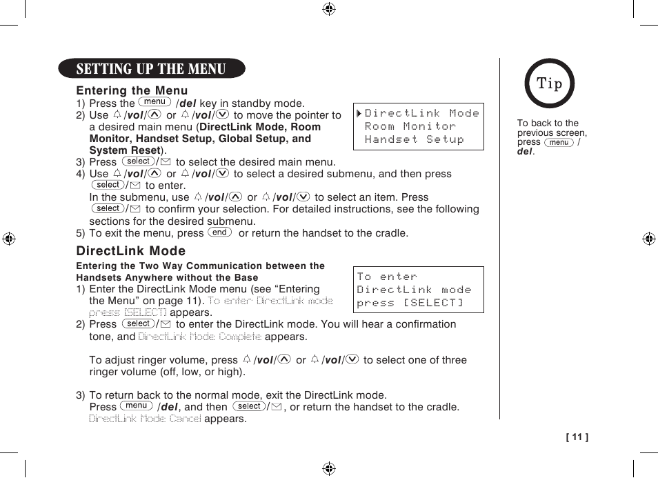 Setting up the menu | Uniden WDECT 3315 User Manual | Page 15 / 56