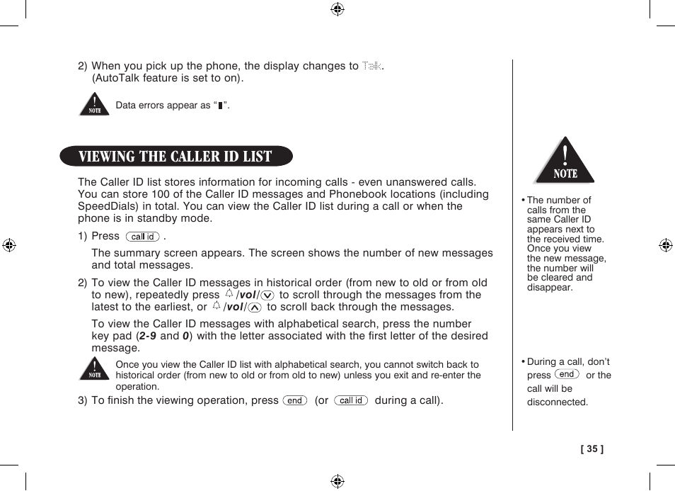Viewing the caller id list | Uniden WDECT 3315 User Manual | Page 39 / 56