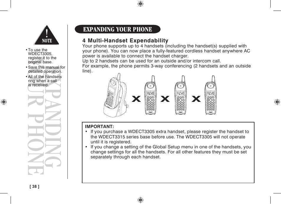 Expanding your phone | Uniden WDECT 3315 User Manual | Page 42 / 56