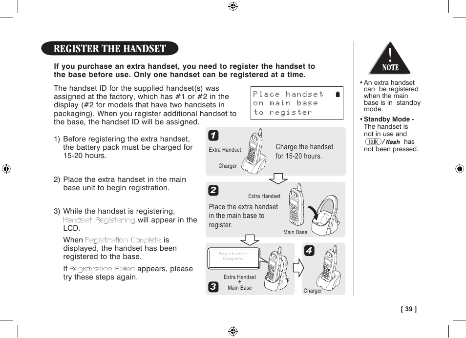 Register the handset | Uniden WDECT 3315 User Manual | Page 43 / 56