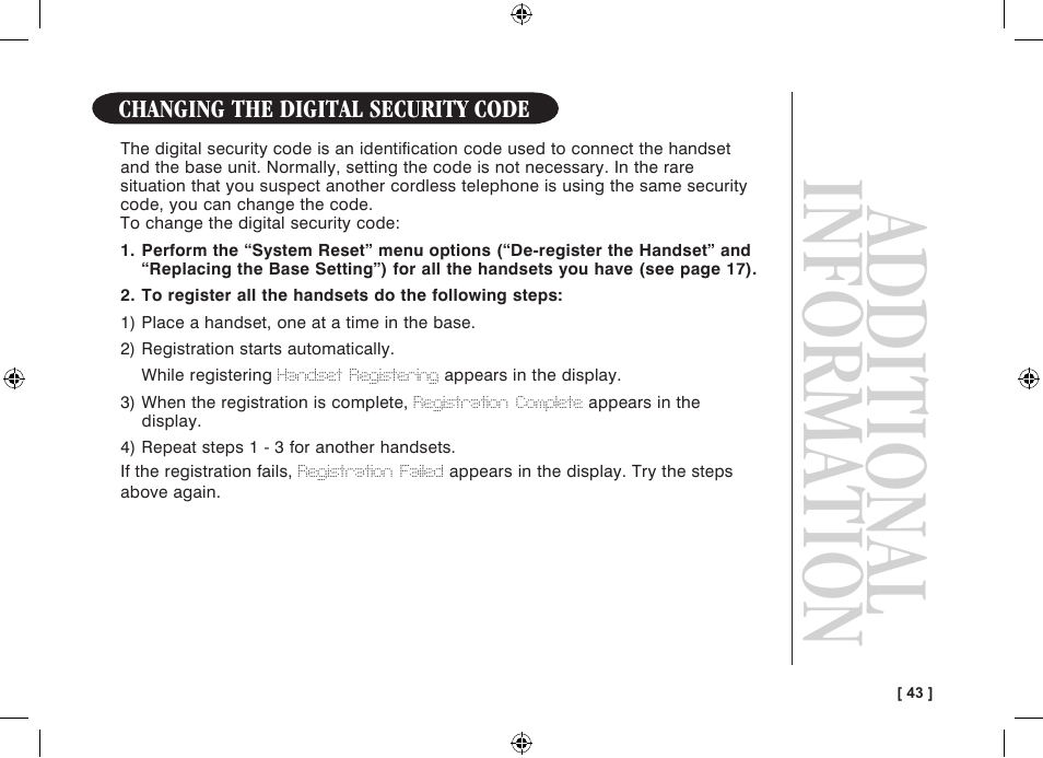 Additional information | Uniden WDECT 3315 User Manual | Page 47 / 56